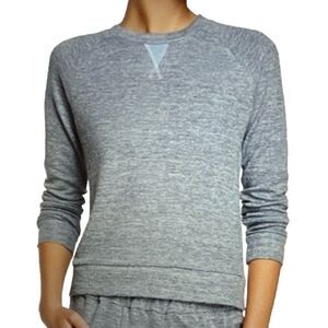 J BRAND Women’s Debbie Back Zip Fleece Linen Blend Sweatshirt Blue Size Small